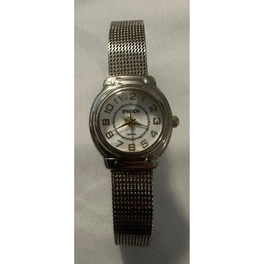 Sasson 1397QB Quartz Watch Silver Tone Mesh Band‎ Ladies Analog Wristwatch